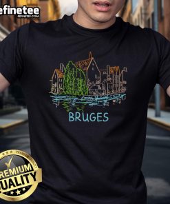 Good Bruges Belgium Art T-Shirt featuring vibrant artwork inspired by Bruges' iconic landmarks and culture.