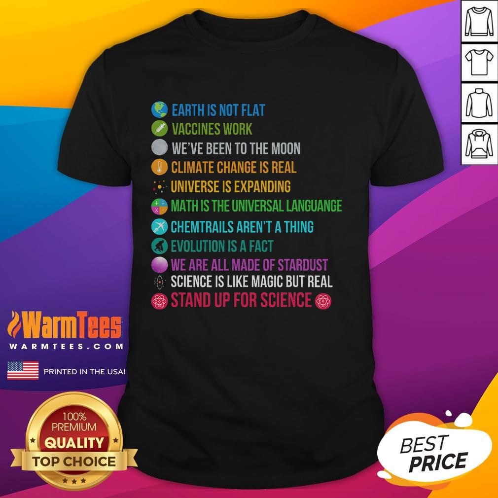 Good Earth Is Not Flat Stand Up For Science T Shirt Good Earth Is Not Flat Stand Up For Science T-Shirt featuring a vibrant design advocating for scientific understanding.