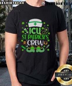 Good ICU Nurse Shenanigans Crew St. Patrick's Day T-shirt featuring a festive design for ICU nurses celebrating.