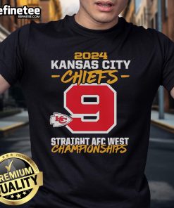 Good Kansas City Chiefs 9-Straight AFC West Division Champions T-Shirt showcasing team pride and championship spirit.