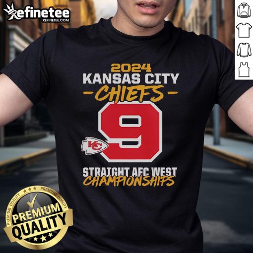Good Kansas City Chiefs 9-Straight AFC West Division Champions T-Shirt showcasing team pride and championship spirit.