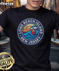 Vintage nautical waves T-shirt featuring Long Beach Island, New Jersey design, perfect for beach lovers and summer style.