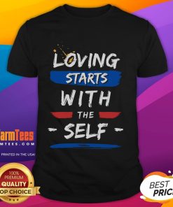 Good Loving Starts With The Self T-Shirt featuring a motivational quote on a stylish graphic tee for self-love enthusiasts.