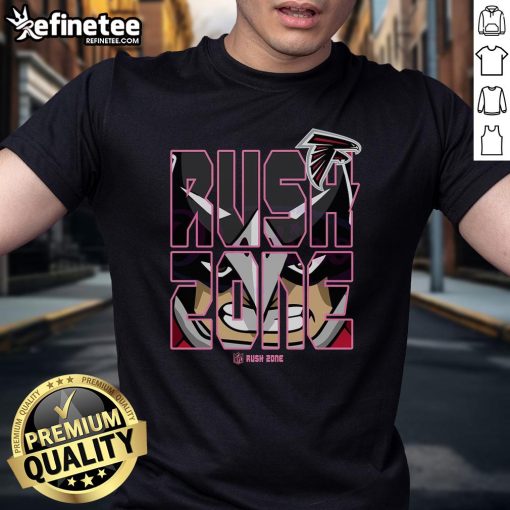 Good NFL Rush Zone cartoon Atlanta Falcons football logo t-shirt featuring vibrant graphics and team colors.
