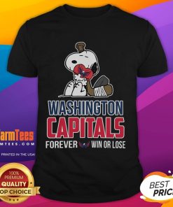 Good NHL The Peanuts Movie Snoopy Forever Win or Lose Hockey T-Shirt featuring Washington Capitals design.