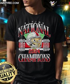 Alt Text: Ohio State Buckeyes 9 Time National Champions T-Shirt featuring team logo and bold championship text.