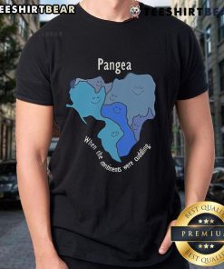 Good Pangea Continents Cuddling T-Shirt featuring playful cartoon continents hugging, perfect for geography lovers.
