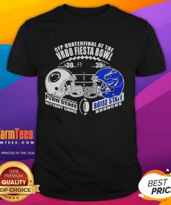 Alt Text: Good Penn State vs Boise State 2025 CFP Vrbo Fiesta Bowl head-to-head T-shirt design featuring team logos.
