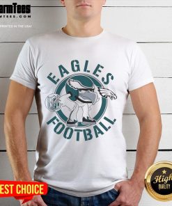 Cartoon character T-shirt featuring the Philadelphia Eagles football rush zone design, perfect for fans and game day attire.
