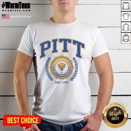 Alt Text: Good Pittsburgh Panthers Team Crest Est 1787 T-Shirt showcasing the iconic Panthers logo in vibrant colors.