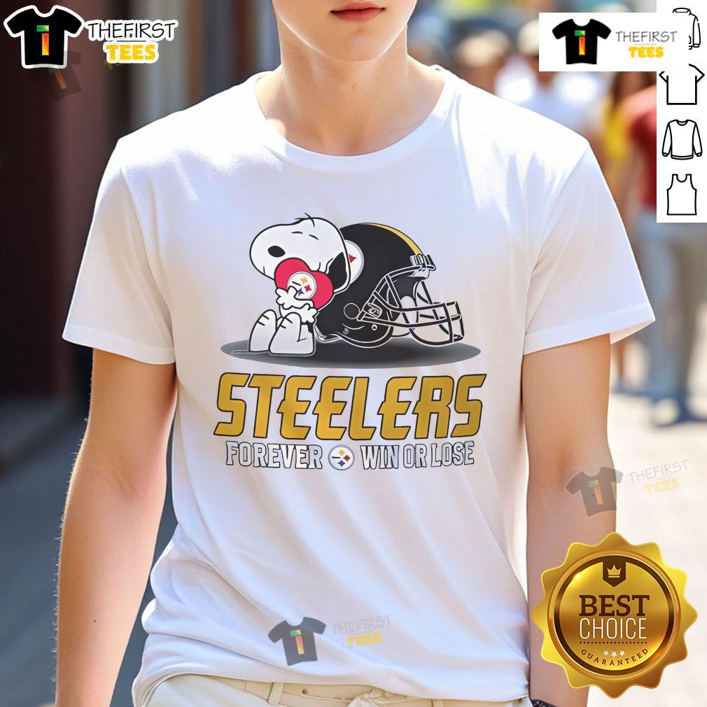Good Snoopy Pittsburgh Steelers Forever Win Or Lose T Shirt Good Snoopy Pittsburgh Steelers Forever Win Or Lose T-Shirt featuring Snoopy in Steelers gear, perfect for fans.