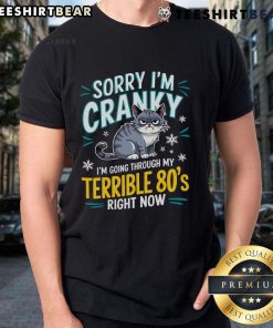 Good Sorry I'M Cranky I'M Going Through My Terrible 80'S Right Now T-Shirt featuring retro design and bold typography.