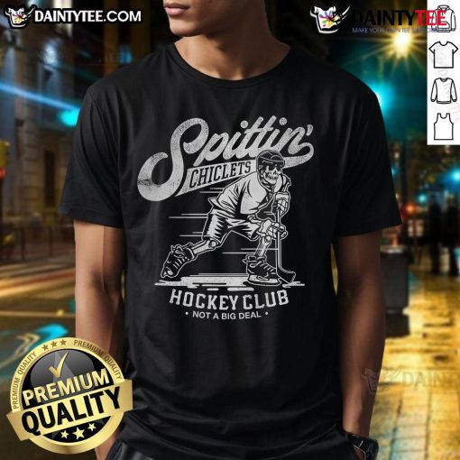 Alt Text: Good Spittin Chiclets Hockey Club Skeleton T-Shirt featuring a cool skeleton graphic, perfect for hockey fans.