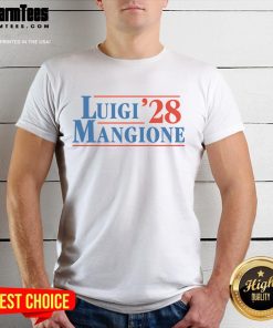 Good Vote Luigi 2028 retro campaign t-shirt featuring vibrant graphics and a playful design for political supporters.