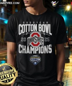 Alt Text: Ohio State Buckeyes Champions T-Shirt for the 2025 Cotton Bowl, showcasing team pride and NCAA spirit.