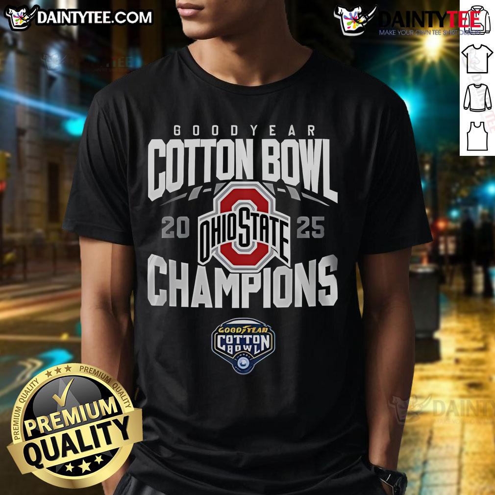 Good Year Cotton Bowl 2025 Ncaa Ohio State Buckeyes Champions T Shirt Alt Text: Ohio State Buckeyes Champions T-Shirt for the 2025 Cotton Bowl, showcasing team pride and NCAA spirit.