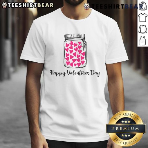 Happy Valentine's Day Hearts Valentine Jar T-Shirt design featuring colorful heart graphics and festive typography.