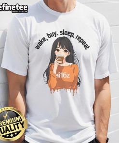 Alt Text: Hot Ai16Z Wake Buy Sleep Repeat Aidao AI Agent Crypto T-Shirt featuring innovative design and vibrant colors.