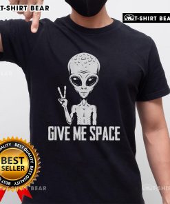 Hot Alien V Sign Give Me Space T-Shirt featuring a colorful alien graphic and bold text for a fun, quirky style.