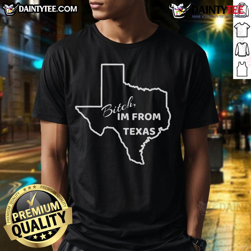 Hot Bitch I'M From Texas Funny State Outline T Shirt Hot Bitch I'M From Texas funny state outline t-shirt design featuring a playful Texas silhouette and bold text.