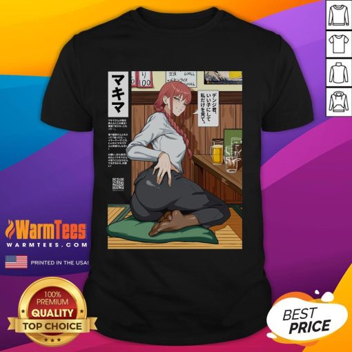 Hot Chainsaw Man Mikey Pie Makima Ass T-Shirt featuring vibrant graphics of popular anime characters.