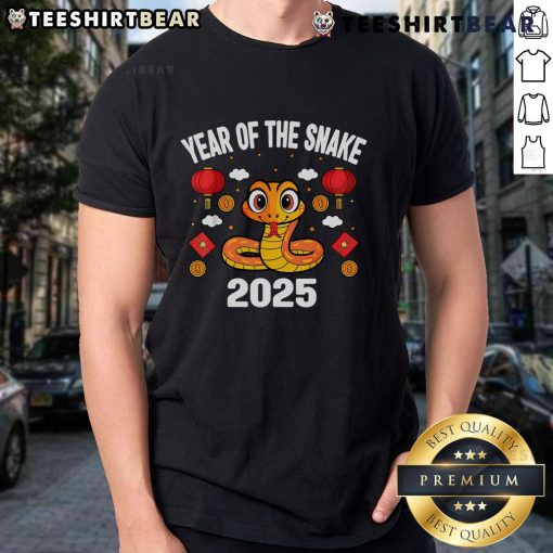 Hot Chinese New Year Year of the Snake 2025 T-Shirt featuring vibrant snake graphics and festive colors.