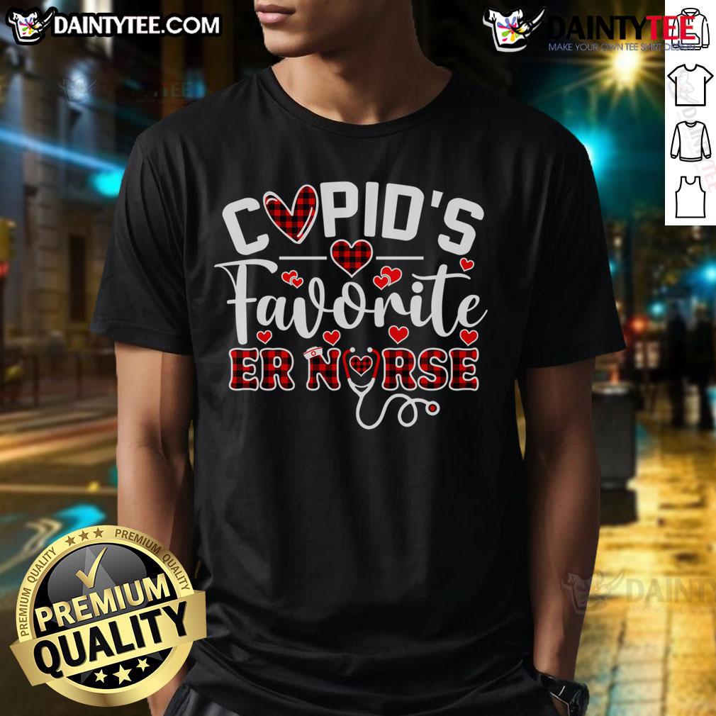 Hot Cupid'S Favorite Er Nurse Funny Valentine Day T Shirt Funny Valentine's Day T-shirt featuring 'Hot Cupid's Favorite ER Nurse' design, perfect for nurses celebrating love.