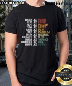 Hot Greatest African American Leaders Black History Month T-Shirt showcasing iconic leaders in vibrant colors.