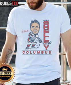 Hot Jody Shelley Columbus T-Shirt featuring bold graphics and vibrant colors, perfect for Columbus Blue Jackets fans.