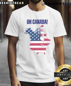 Hot Oh Canada Trump T-Shirt showcasing Canada as the 51st state, perfect for proud Canadians and Trump supporters.