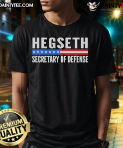 Hot Pete Hegseth Secretary Of Defense Trump MAGA Support T-Shirt featuring bold patriotic graphics and vibrant colors.