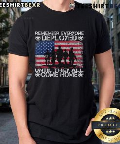 Hot Red Friday Military T-Shirt: 'Remember Everyone Deployed Until They All Come Home' - Show your support and patriotism.