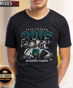 Hot Saquon Barkley Philadelphia Eagles 2005 Yards 2024 Season T-Shirt showcasing vibrant design and team spirit.