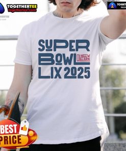 Hot Vintage Super Bowl LIX 2025 New Orleans T-Shirt featuring bold graphics and classic design for football fans.