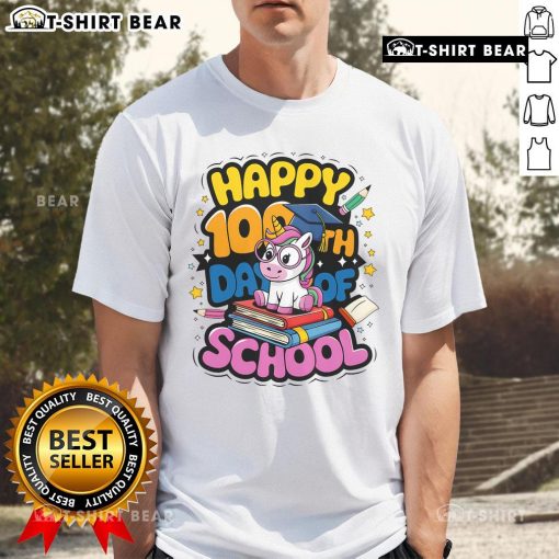 Colorful 'Nice 100 Days Of School Unicorn T-Shirt' featuring a vibrant unicorn design, perfect for celebrating school milestones.