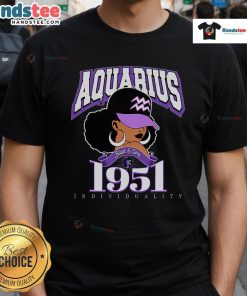 Nice Aquarius 1951 Amethyst Birthday Afro Zodiac Queen T-Shirt featuring a vibrant design celebrating Aquarius traits.