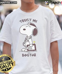Alt Text: Snoopy Trust Me I'm A Dogtor 2025 T-Shirt featuring playful dog design, perfect for pet lovers and Snoopy fans.