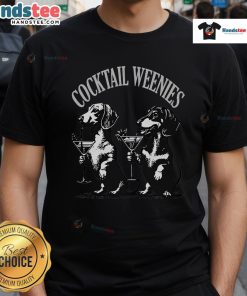 Funny Nice Cocktail Weenies Dachshund Martini Cocktail T-Shirt featuring a playful dachshund and vibrant drink graphics.
