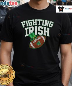 Nice Fighting Irish Clover Football T-Shirt featuring a bold clover design perfect for Notre Dame fans.