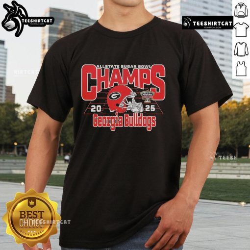 Nice Georgia Bulldogs Football 2025 Allstate Sugar Bowl Champions T-Shirt featuring team logo and vibrant colors.