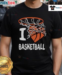 Nice I Love Basketball Heart T-Shirt featuring a vibrant heart design, perfect for basketball enthusiasts and fans.