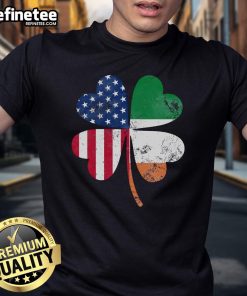 Vintage St. Patrick's Day T-shirt featuring an Irish American flag and lucky shamrock design.