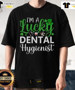 St. Patrick's Day 'I'm A Lucky Dental Hygienist' T-shirt featuring festive graphics and vibrant green colors.