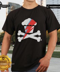 Johnny Cupcakes Lightning Bolt Crossbones T-Shirt featuring a bold design, perfect for stylish streetwear enthusiasts.