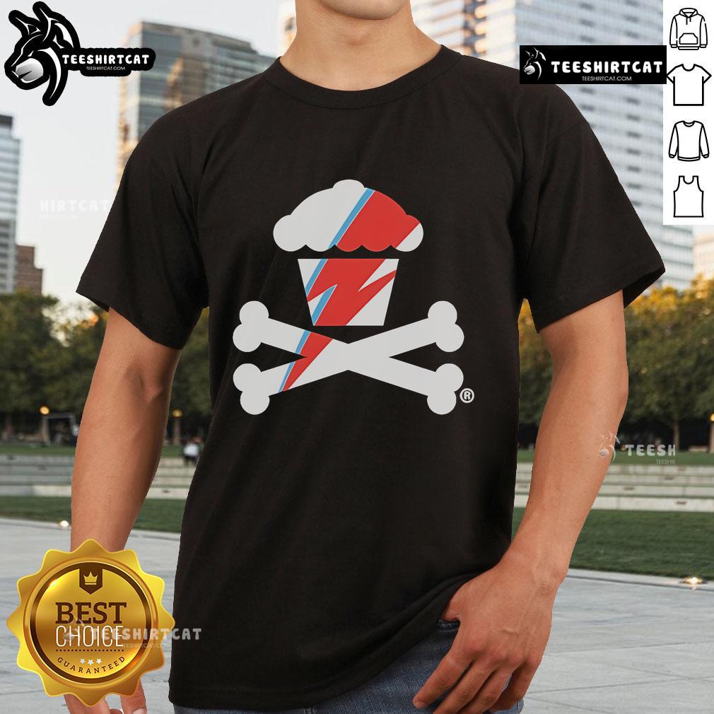 Nice Johnny Cupcakes Lightning Bolt Crossbones T Shirt Johnny Cupcakes Lightning Bolt Crossbones T-Shirt featuring a bold design, perfect for stylish streetwear enthusiasts.