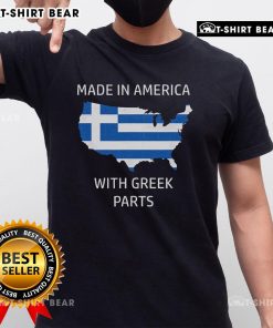 Nice Made In America With Greek Parts t-shirt showcasing USA and Greece pride, perfect for cultural celebration.