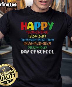 Happy 100th Day of School T-Shirt featuring a fun math formula for math teachers, perfect for classroom celebrations.