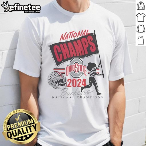 Ohio State National Champs 2024 flag t-shirt featuring bold graphics celebrating the team's championship victory.