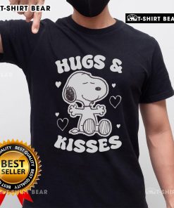 Nice Peanuts Snoopy Valentine's Day hugs and kisses T-shirt featuring Snoopy with hearts, perfect for Valentine's Day.