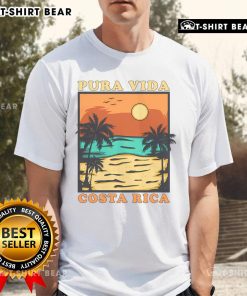 Nice Pura Vida Costa Rica souvenir t-shirt showcasing vibrant design, perfect for Central America travel enthusiasts.